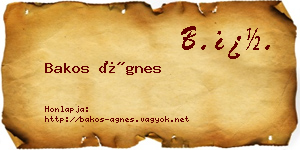 Bakos Ágnes névjegykártya